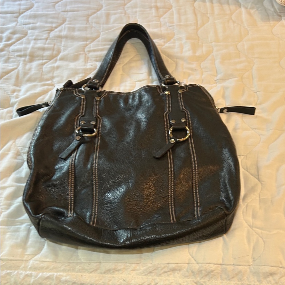 Elegant Black Leather Tote Bag